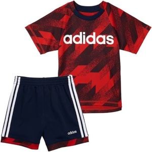 Adidas red/navy shorts top outfit set